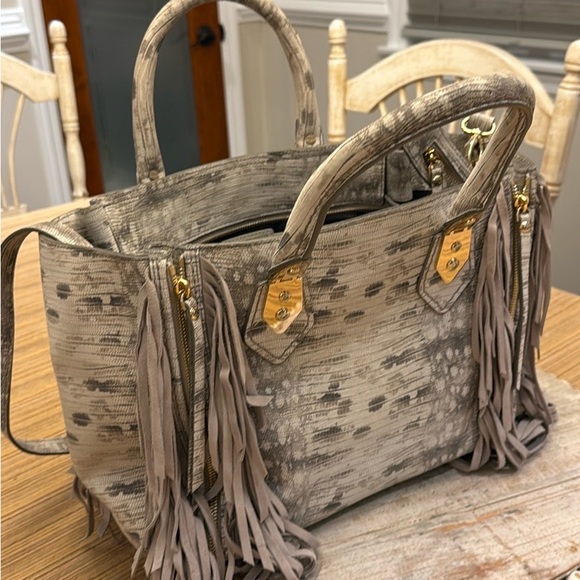 Henri Bendel Textured Grey Fringe Tote - Picture 2 of 4